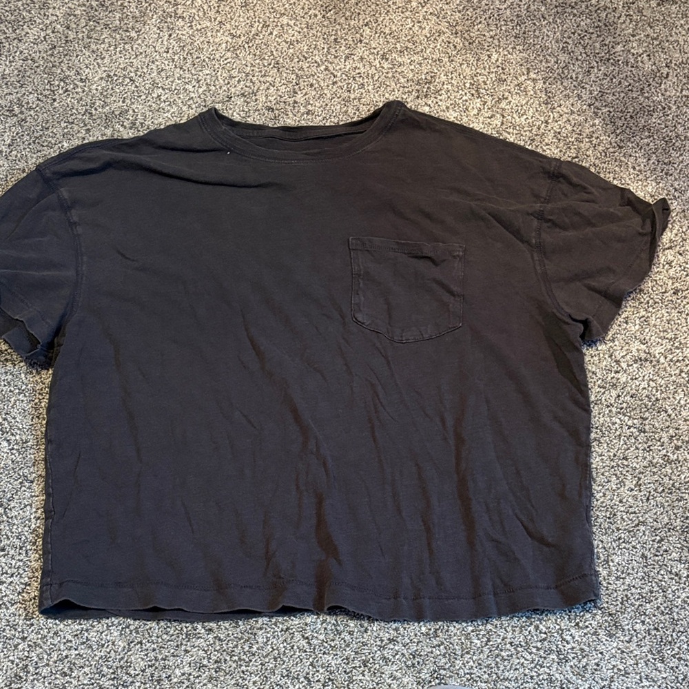Black Cropped T-Shirt with Pocket